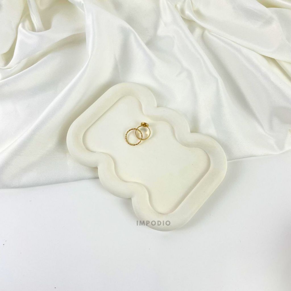 IMPODIO Concrete Tray Nampan Coaster Aesthetic - Display Jewelry Properti Foto Produk
