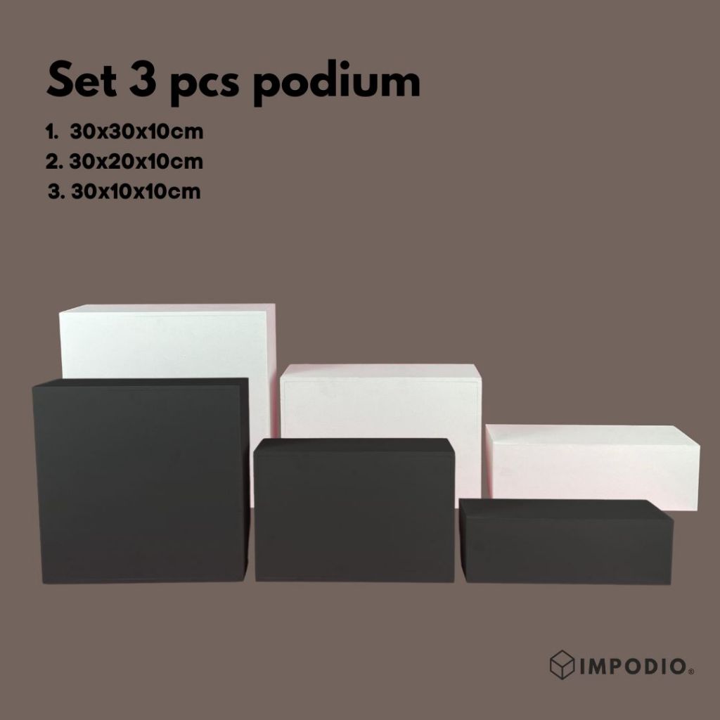IMPODIO Set Podium Balok Kayu 3pcs - Display Produk Props Foto