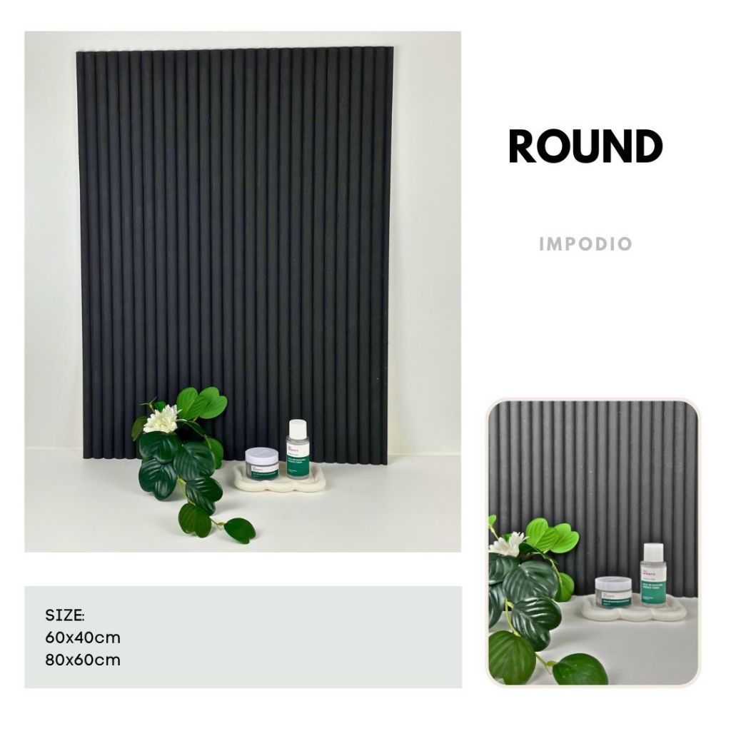 IMPODIO Hardboard Alas Foto Papan Tiles Stripe Wall Panel - Alas Foto Produk