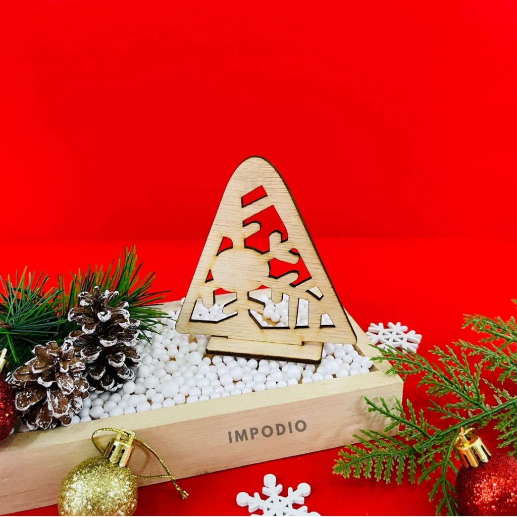 IMPODIO Pohon Natal Kayu Mini - Wooden Christmas Tree Props Foto Dekorasi Natal