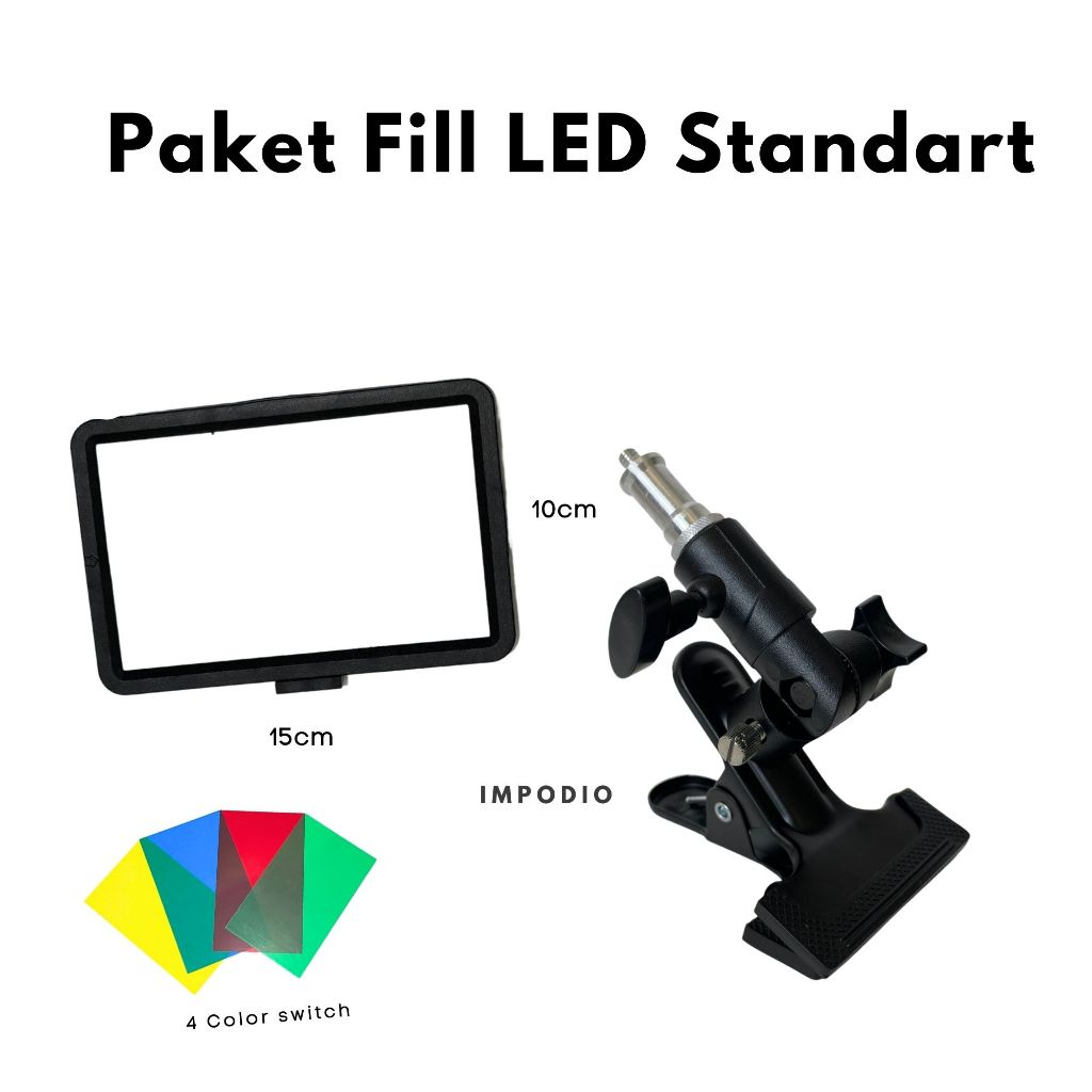 IMPODIO Lighting videography LED terang dengan clamp jepit MUA Vlogger Livestream