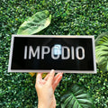 IMPODIO Acrylic Sign Logo hitam dan putih ukuran 15x32cm-Free Request - tampak samping