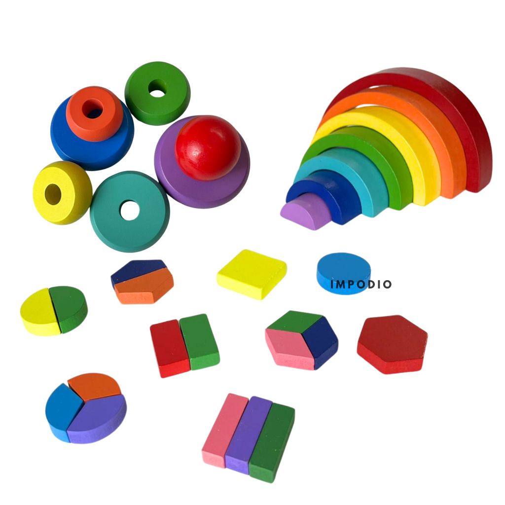 Kayu Warna warni bentuk Arch - donut - geometry -  props foto / decoration