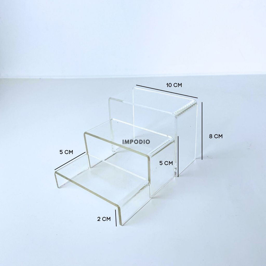IMPODIO Acrylic Tangga 3 Tingkat - Podium Display Foto Produk