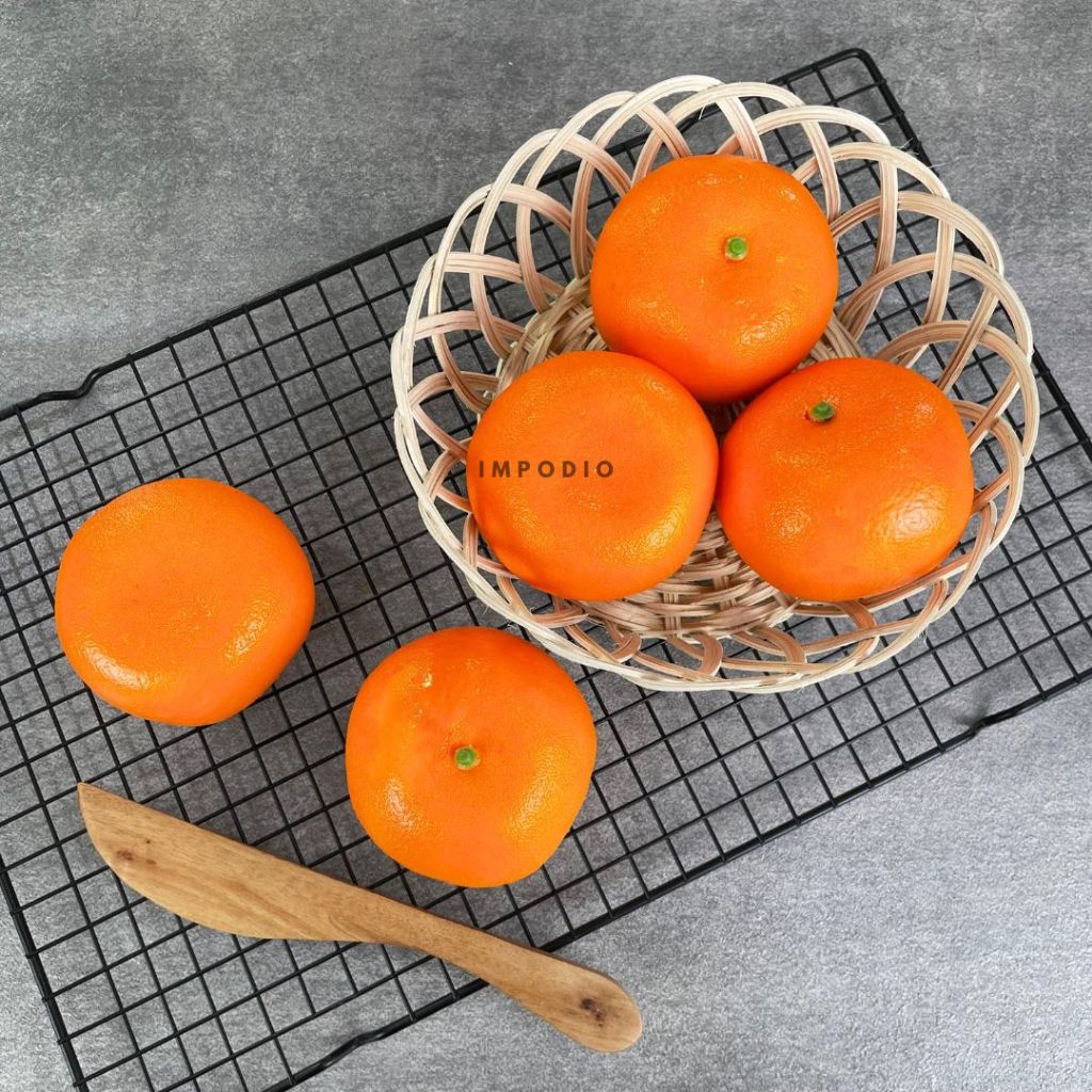 IMPODIO Jeruk Artificial Dekorasi Foto Produk – Buah Jeruk Palsu (Fake - close up