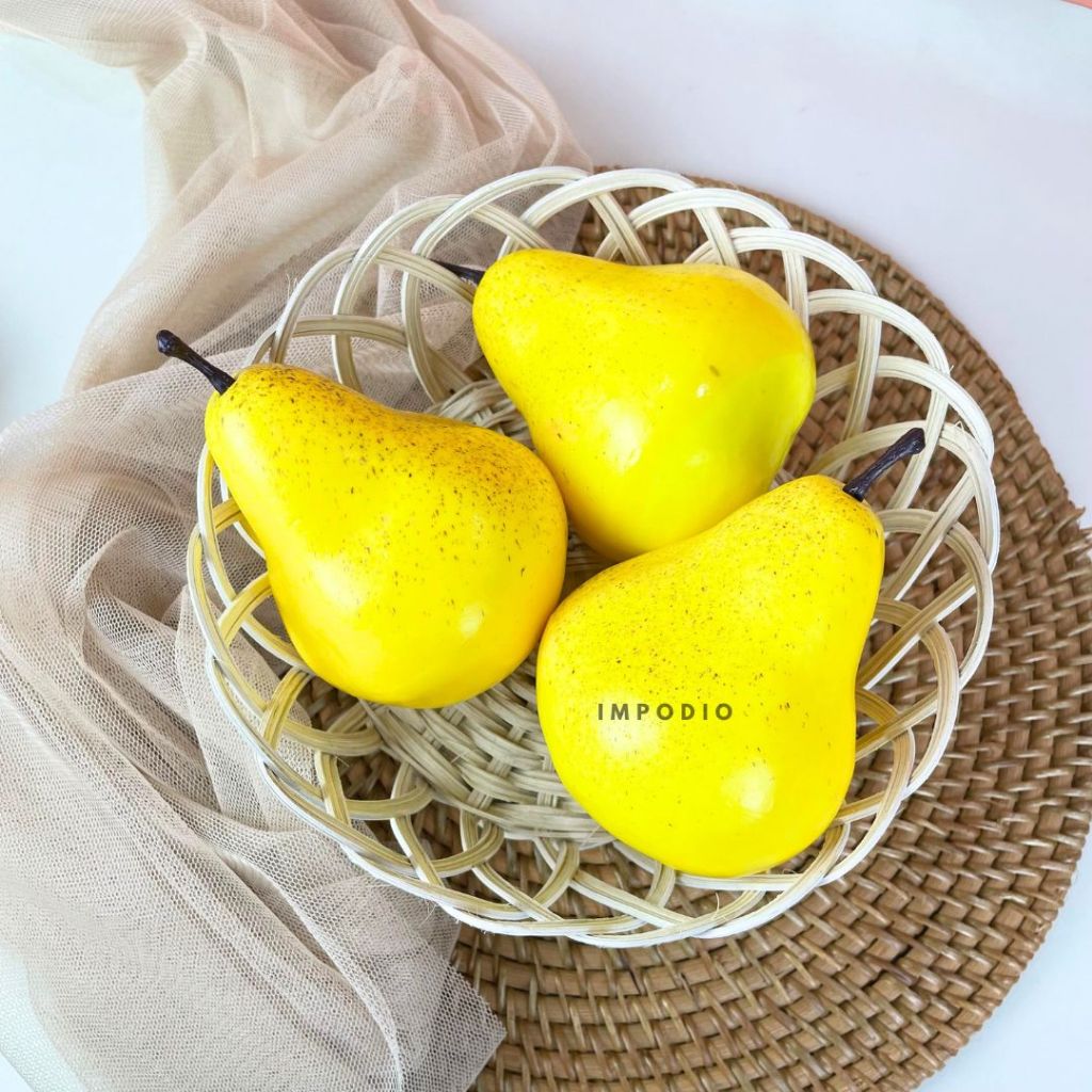 IMPODIO Buah Pear Artificial Palsu - Fake Pear Dekorasi Foto Produk