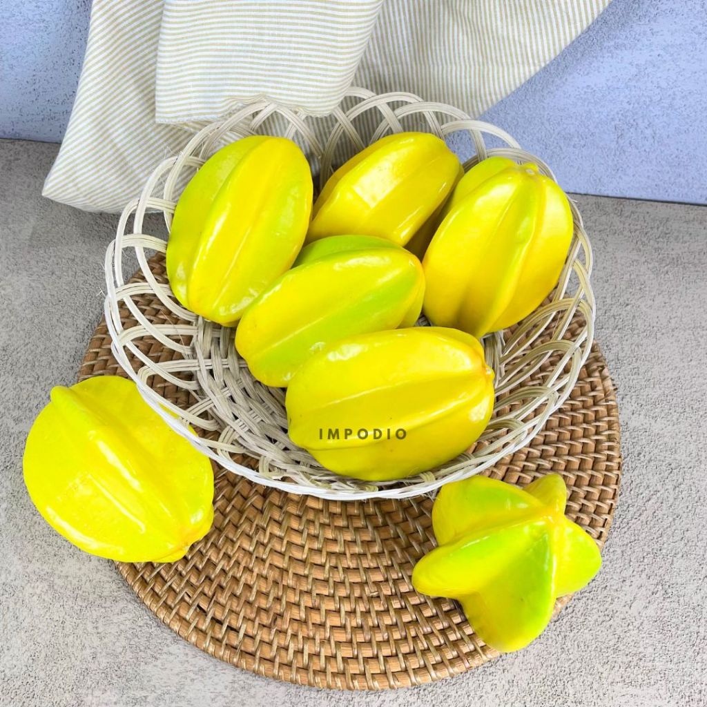 IMPODIO Belimbing Buah Palsu Artifical - Starfruit Fake Properti Dekorasi Foto Produk