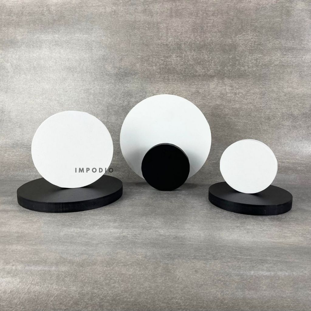 IMPODIO Set Podium Kayu Lingkaran Bertingkat 3 Variant Ukuran - Props Fotografi Display Produk