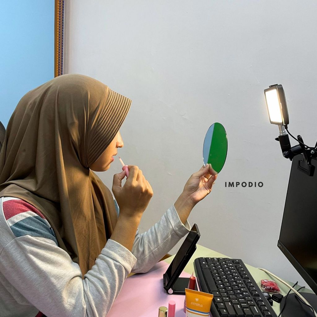 IMPODIO Lighting videography LED terang dengan clamp jepit MUA Vlogger Livestream