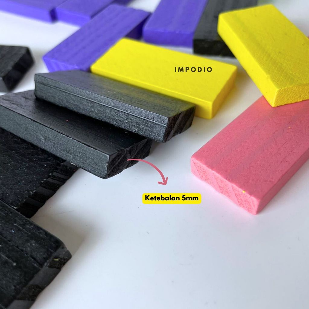 Balok kayu mini warna warni ukuran 44mm x 19mm - props decoration