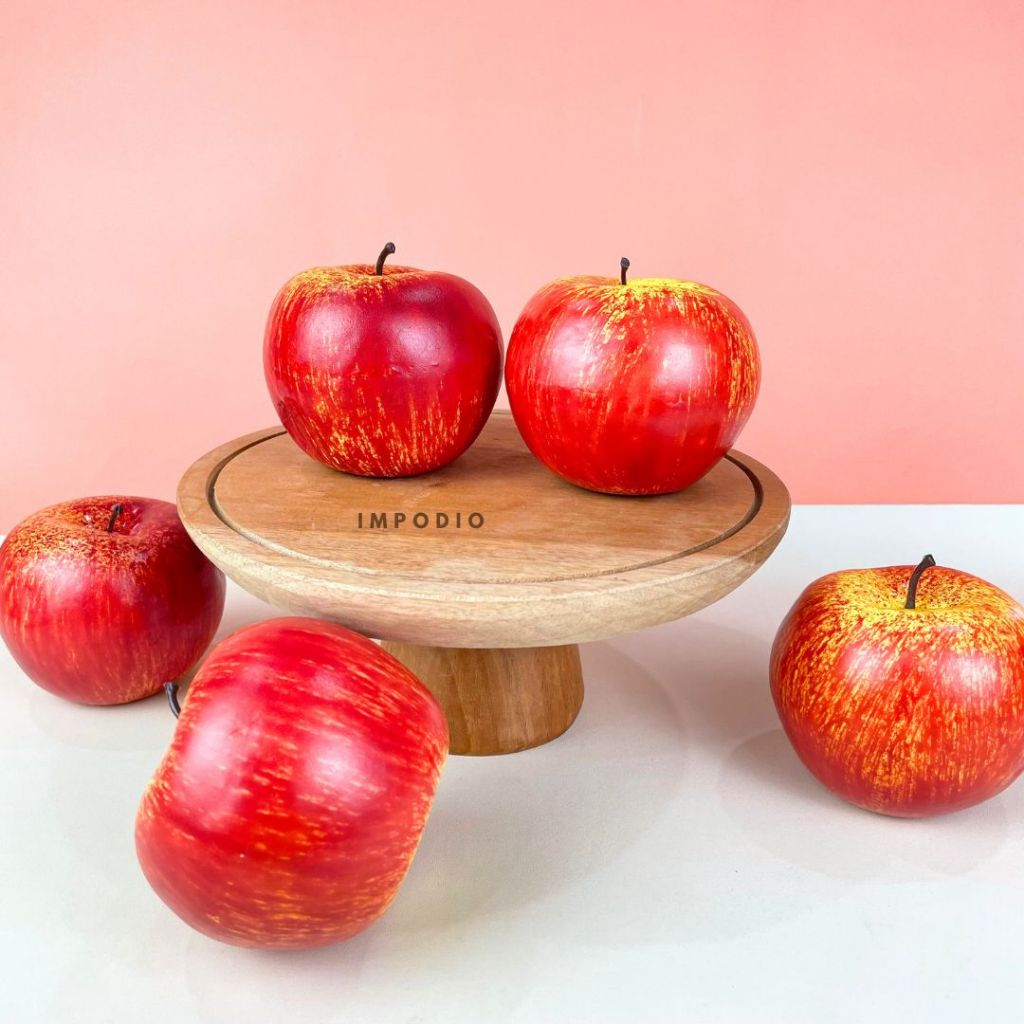 IMPODIO Apel Fuji Fake Palsu - Buah Artificial Imitasi Properti Foto Produk