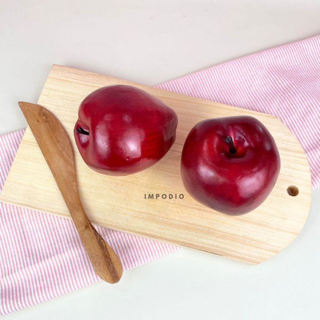 IMPODIO Buah Apel Merah Palsu - Fake Apple Artificial Fruit Properti Foto Produk