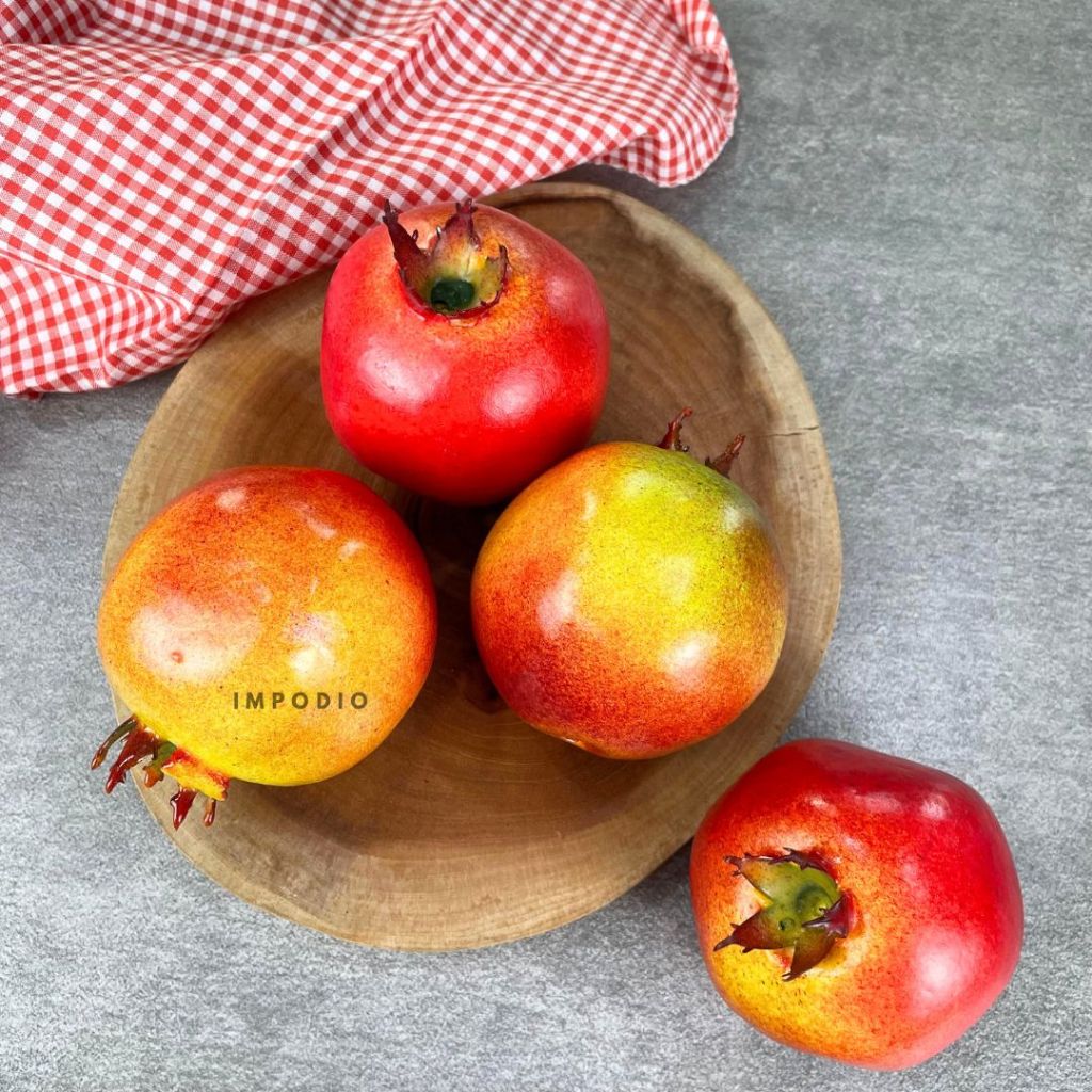 IMPODIO Delima Buah Artificial Palsu Imitasi - Fake Pomegranate Props Foto Produk