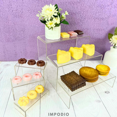 IMPODIO Acrylic Tangga 3 Tingkat - Podium Display Foto Produk