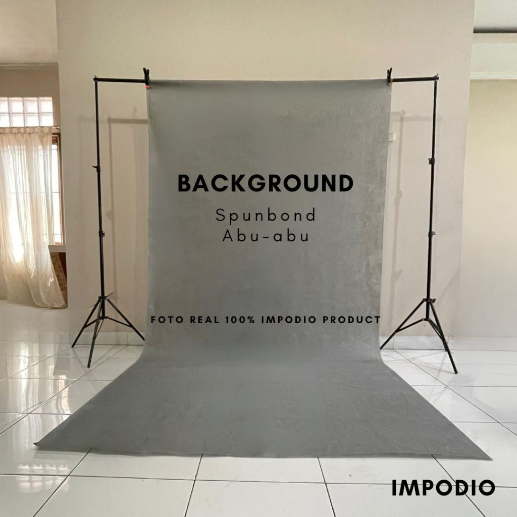 IMPODIO greenscreen spunbond backdropfoto Abu-abu Ukuran 1.6m x permeter