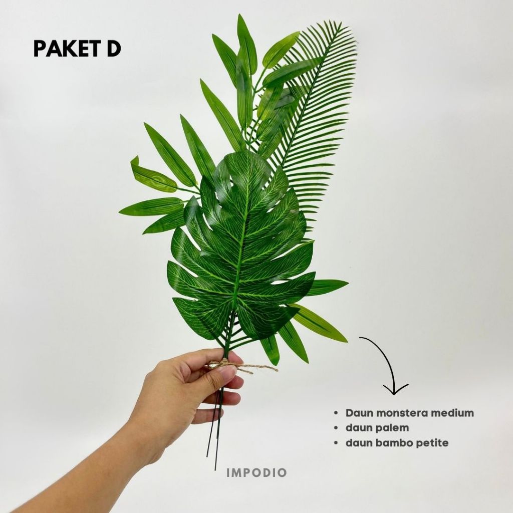 IMPODIO Paket Bunga dan Daun Palsu Artificial - Fake Leaf and Flower Props Dekorasi Foto Produk