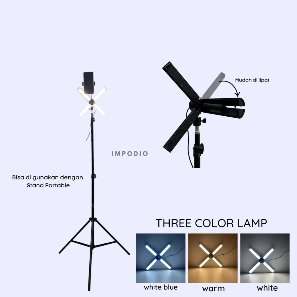 IMPODIO Starlight + Tripod 2m - Make up Vlog - Lampu ringlight