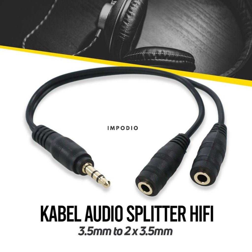 IMPODIO Kabel splitter audio Hifi Jack 3.5mm jadi 2 slot 3.5mm