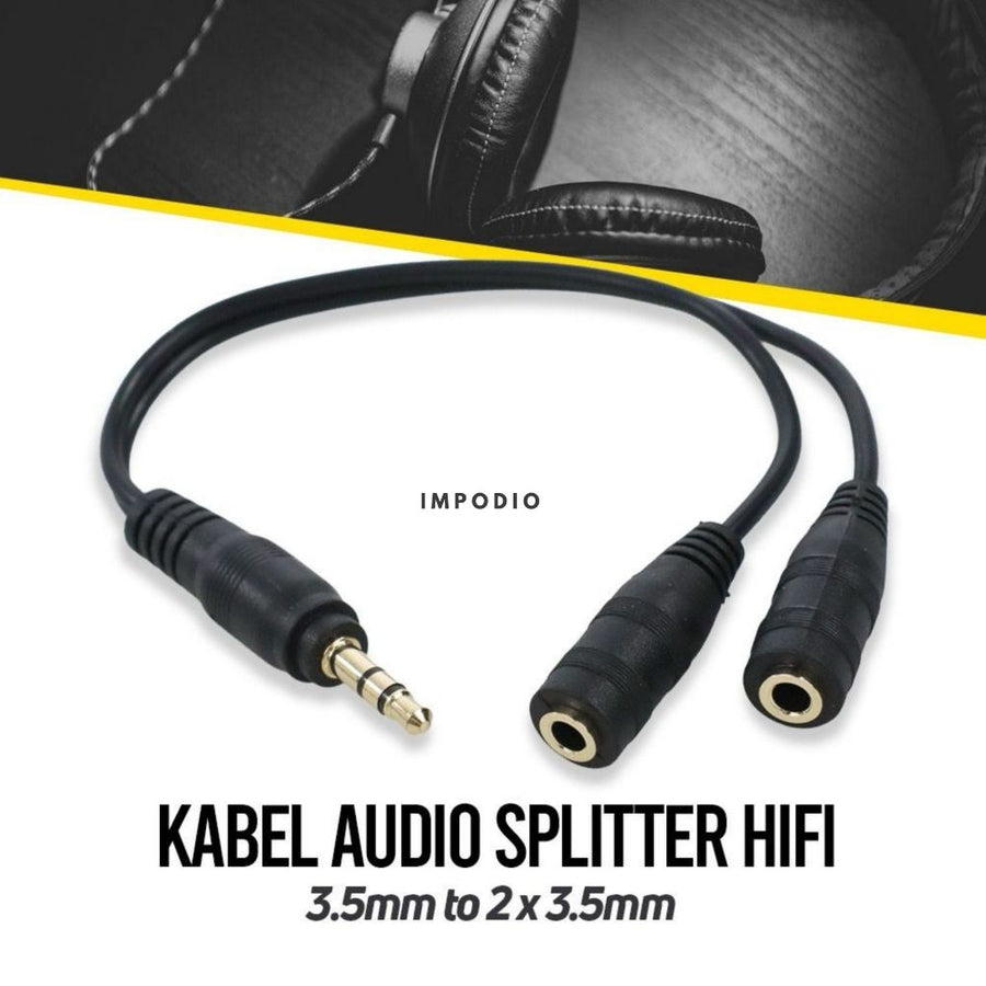 IMPODIO Kabel splitter audio Hifi Jack 3.5mm jadi 2 slot 3.5mm