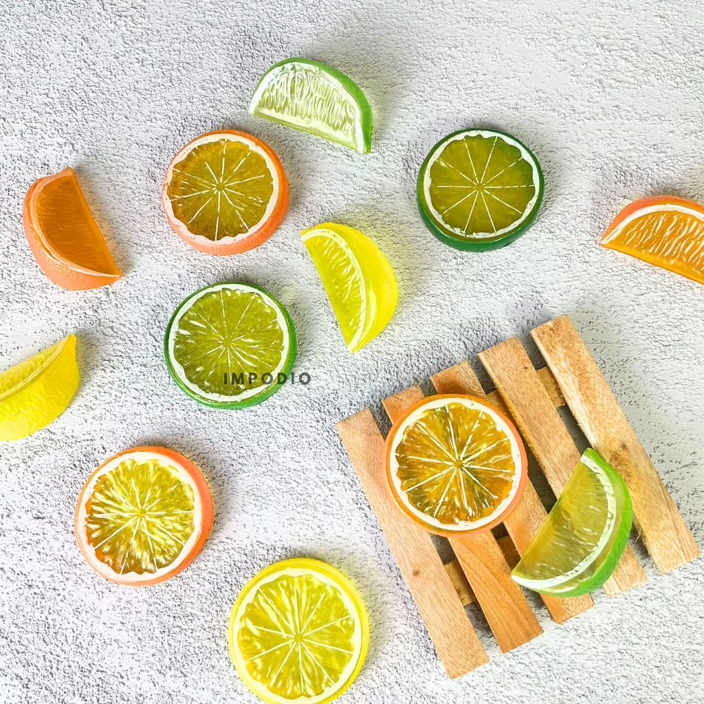 IMPODIO Lemon artficial slice / potongan buah lemon palsu Props foto produk