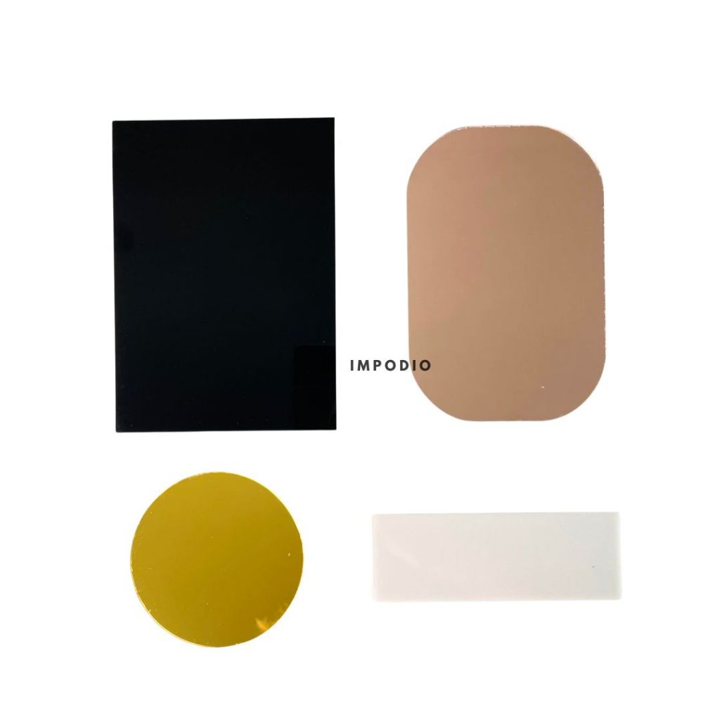 IMPODIO Set Acrylic 4 Shapes Mirror Props Foto Aksesoris  - Dekorasi Foto Produk