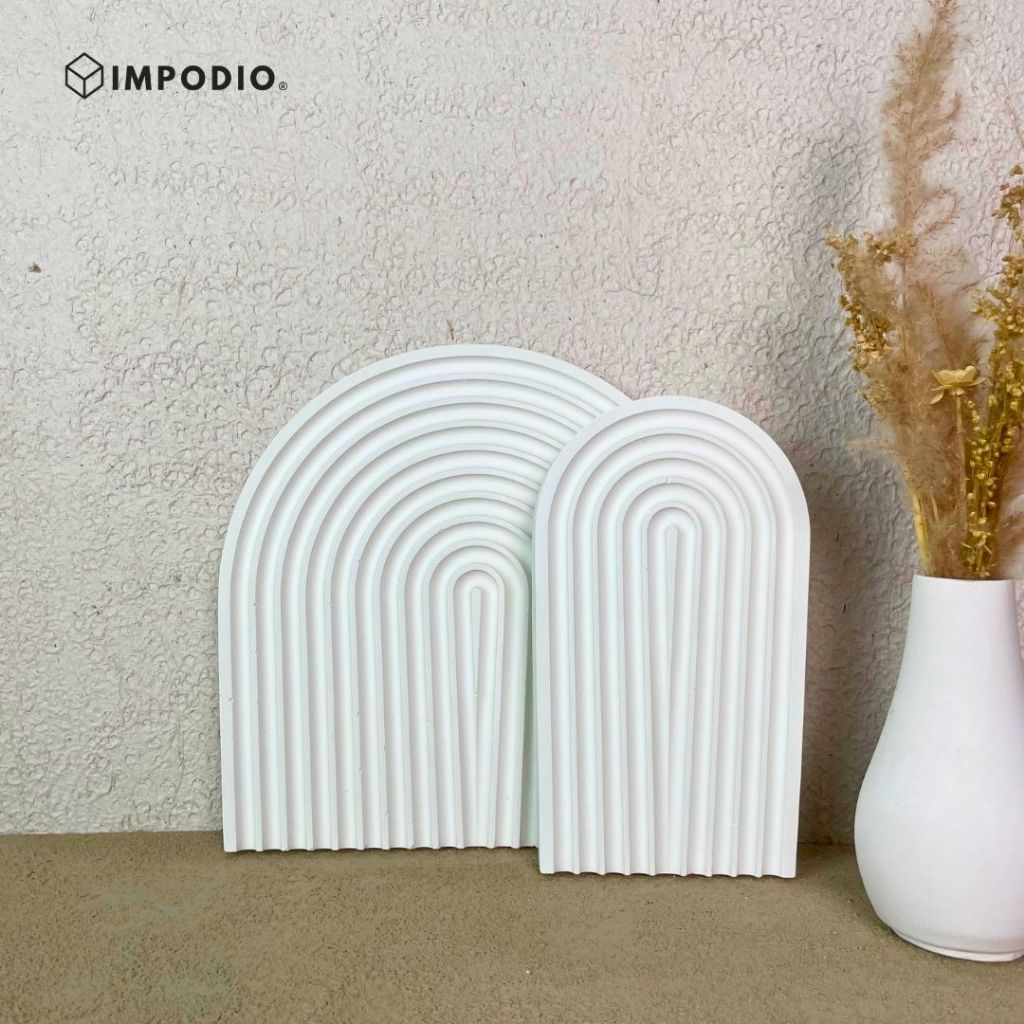 IMPODIO Concrete tray / arch concrete - Aesthetic cement Coaster Dekorasi Rumah Properti Foto Produk