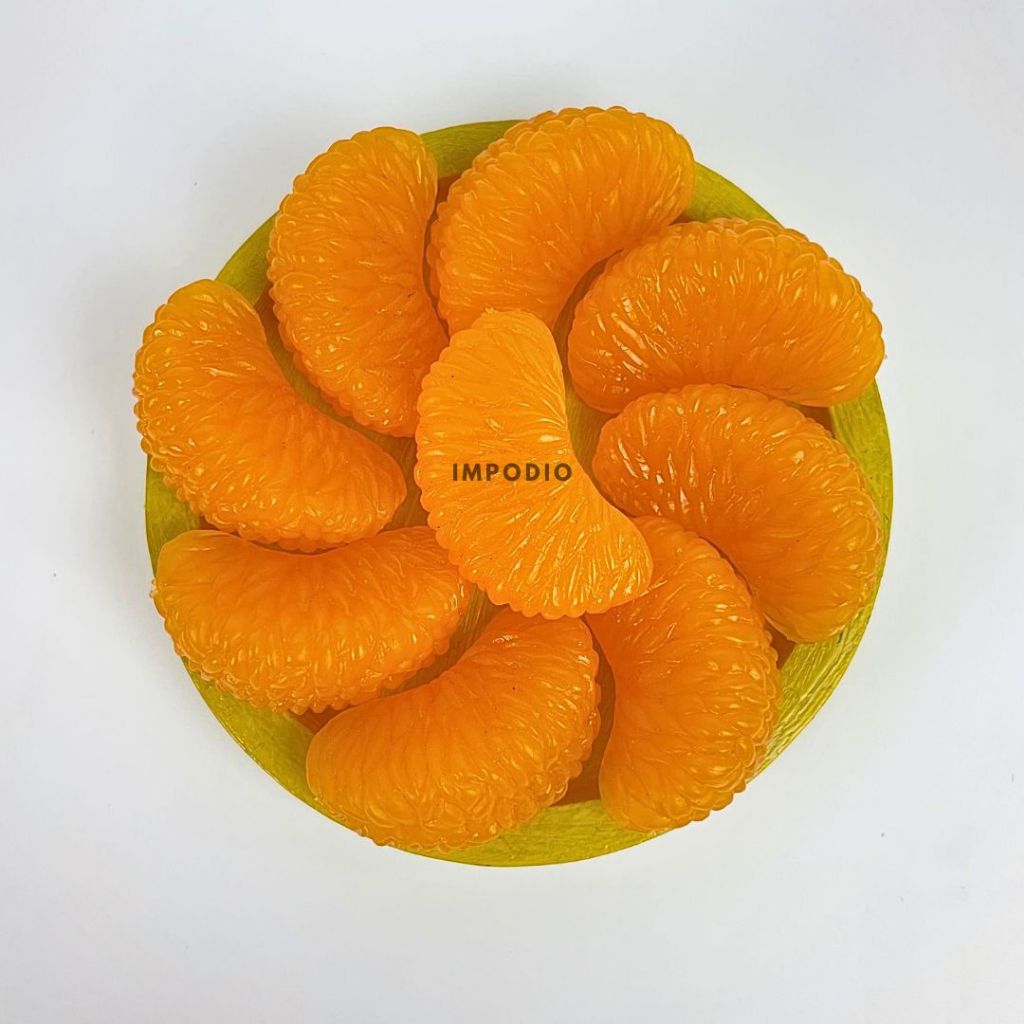 IMPODIO Jeruk Kupas Slice Artificial Palsu - Fake Orange Props Dekorasi Foto Produk