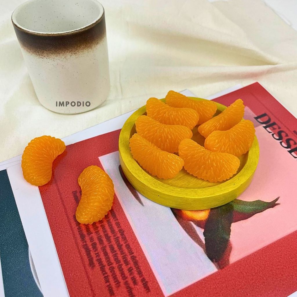 IMPODIO Jeruk Kupas Slice Artificial Palsu - Fake Orange Props Dekorasi Foto Produk