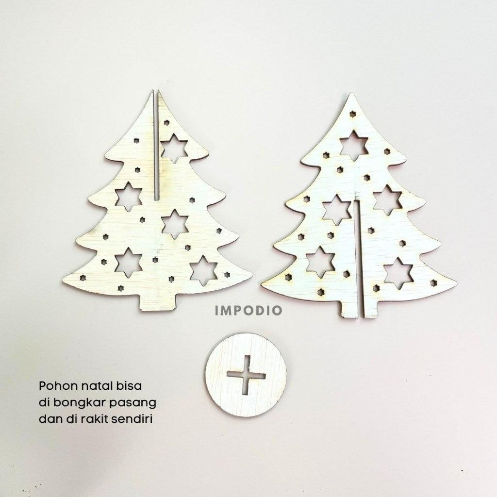 IMPODIO Pohon Natal Kayu Mini - Wooden Christmas Tree Props Foto Dekorasi Natal