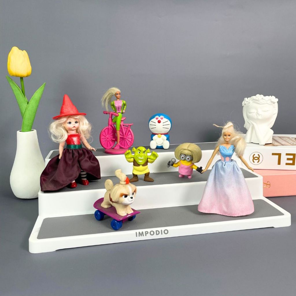 IMPODIO Tangga Plastik Tingkat Lapis Rubber Rak Susun Serbaguna - Display Properti Foto Produk