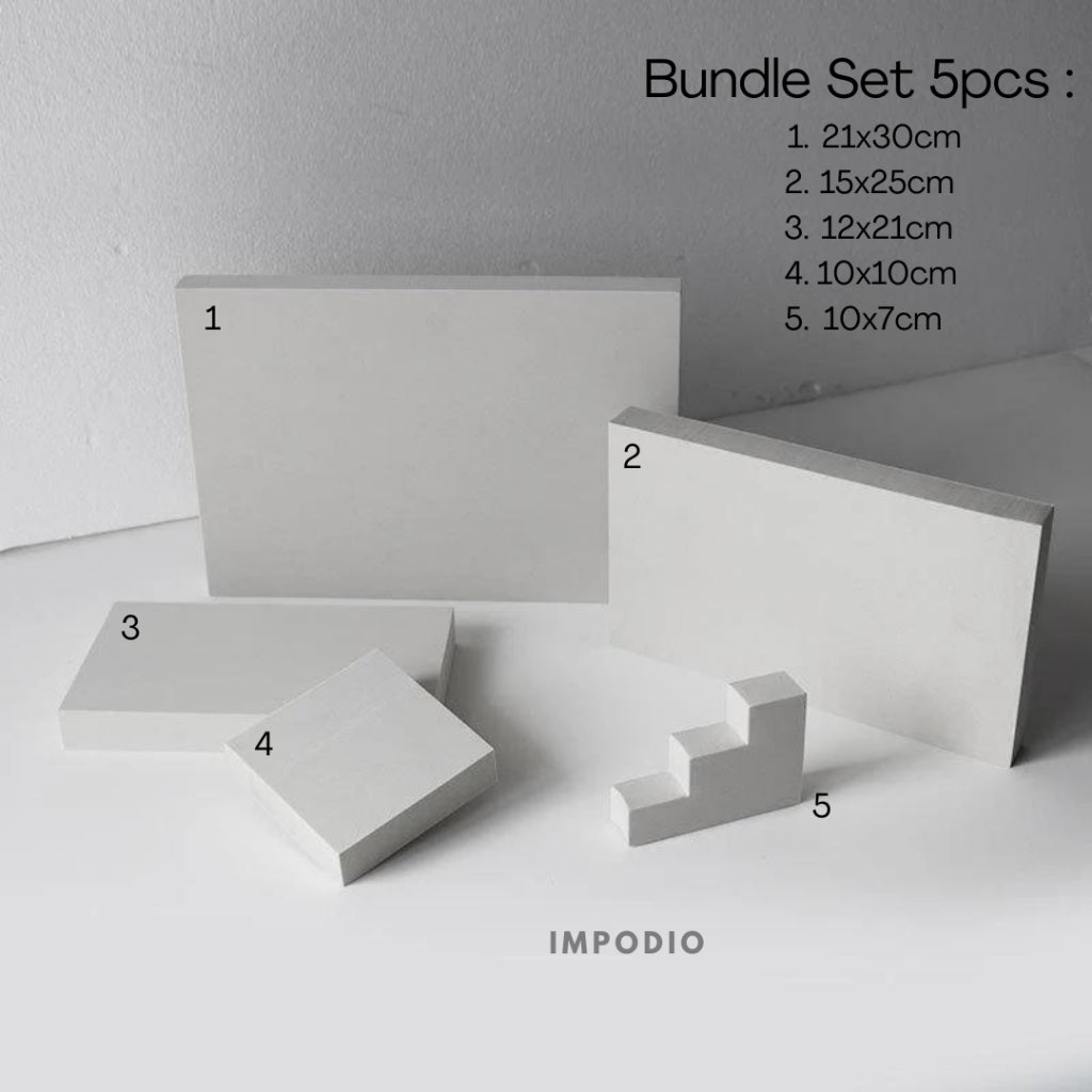 IMPODIO Set 5pcs square Geometry Photo Props - podium leveling balok tangga display -  Product Shooting Decoration Stand Backdrop Cosmetics Photography sets