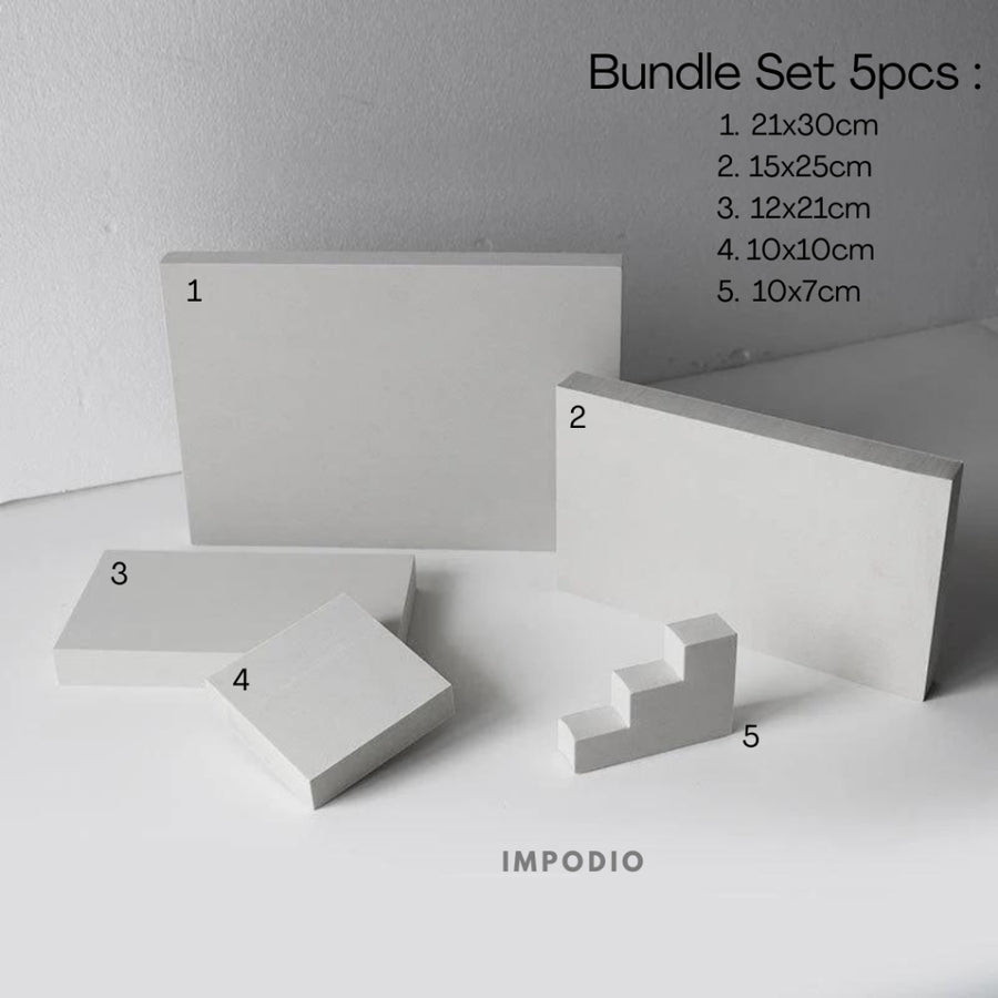IMPODIO Set 5pcs square Geometry Photo Props – podium leveling balok