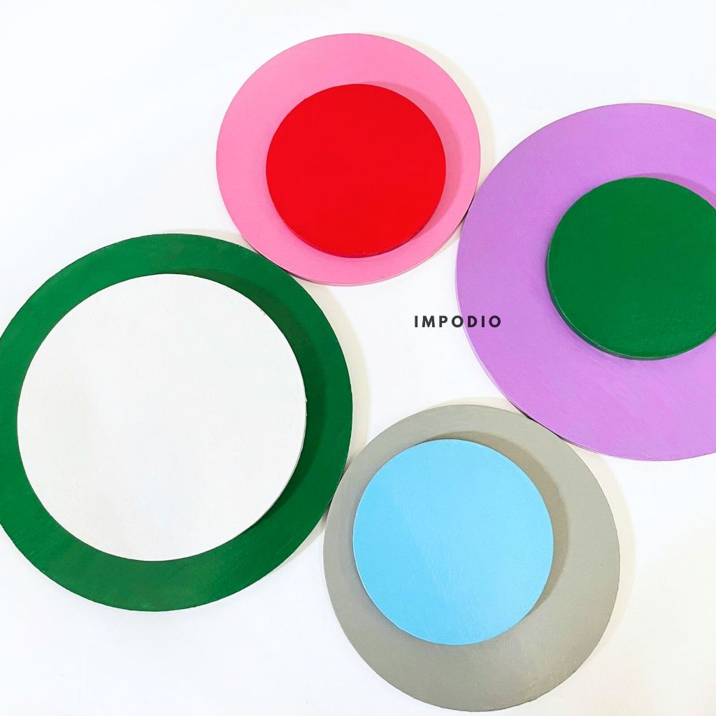 Kayu bentuk bulat beragam ukuran - Colorfull geometri lingkaran - Props foto / decoration