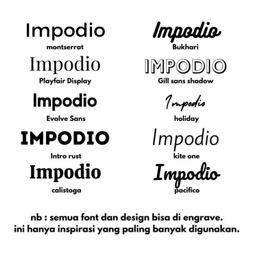 IMPODIO Acrylic Sign Logo hitam dan putih ukuran 15x32cm-Free Request