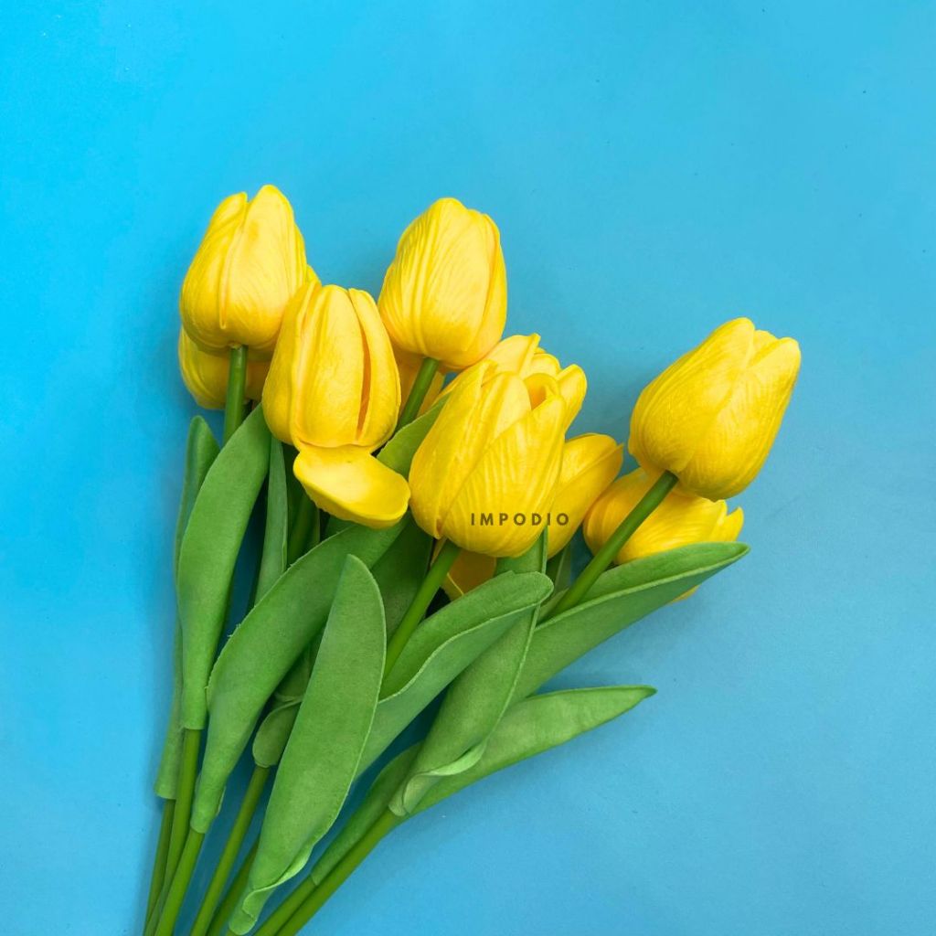 IMPODIO Bunga Tulip Artificial Palsu - Fake Bouquet Flower Dekorasi Props Foto Produk