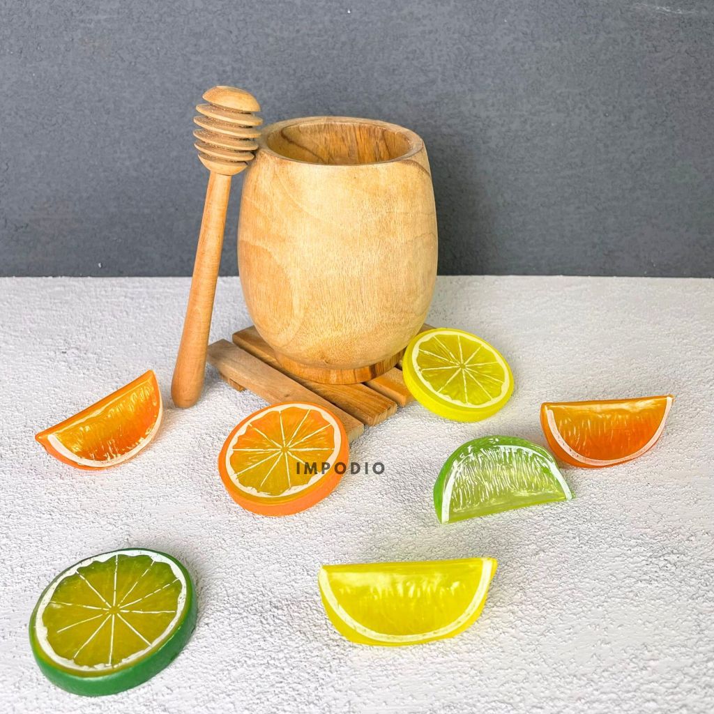 IMPODIO Lemon artficial slice / potongan buah lemon palsu Props foto produk