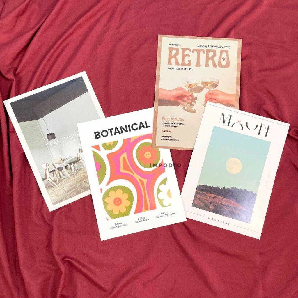 IMPODIO Cover Majalah Satuan Props Fotografi - Cover Magazine Random Aesthetic Dekorasi Foto
