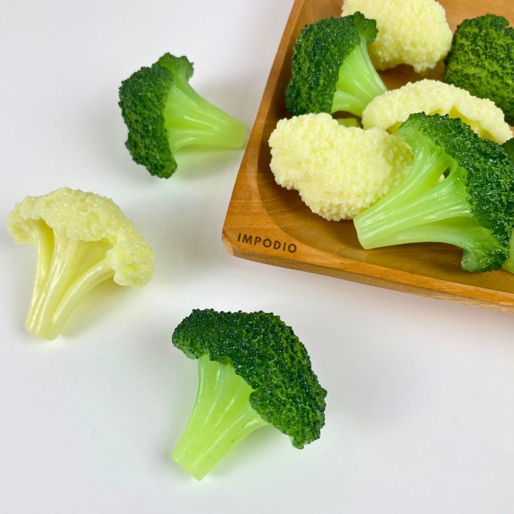 IMPODIO Sayur Brokoli Kembang Kol Artificial Palsu - Fake Vegetables Broccoli Cauliflower Dekorasi Props Foto