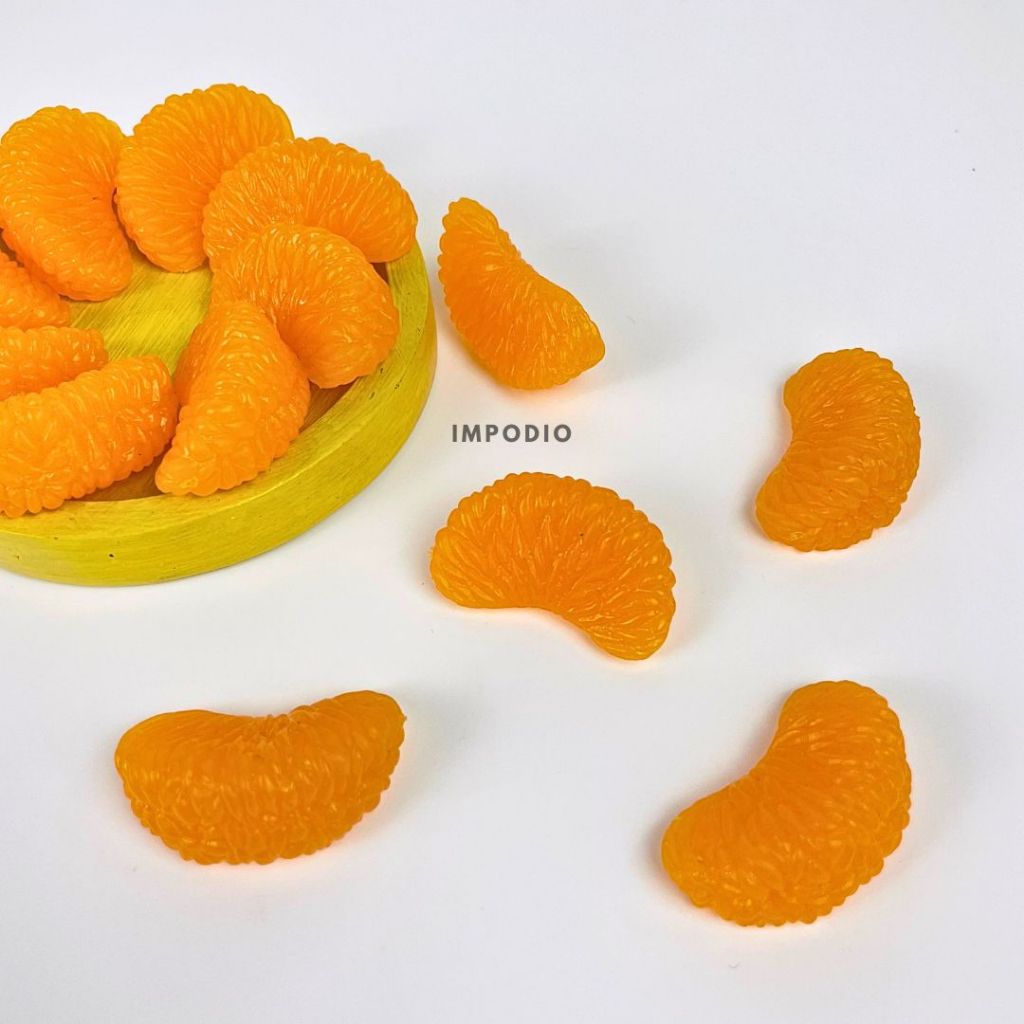 IMPODIO Jeruk Kupas Slice Artificial Palsu - Fake Orange Props Dekorasi Foto Produk
