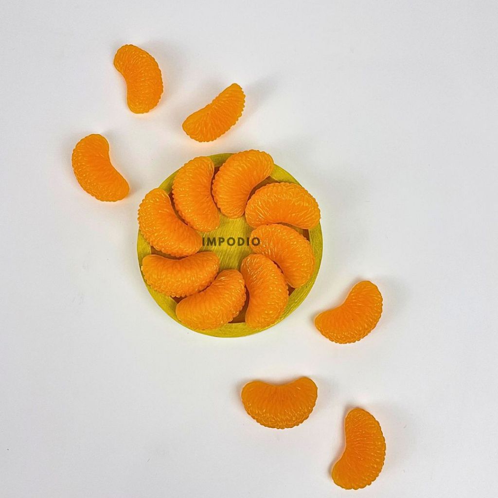 IMPODIO Jeruk Kupas Slice Artificial Palsu - Fake Orange Props Dekorasi Foto Produk