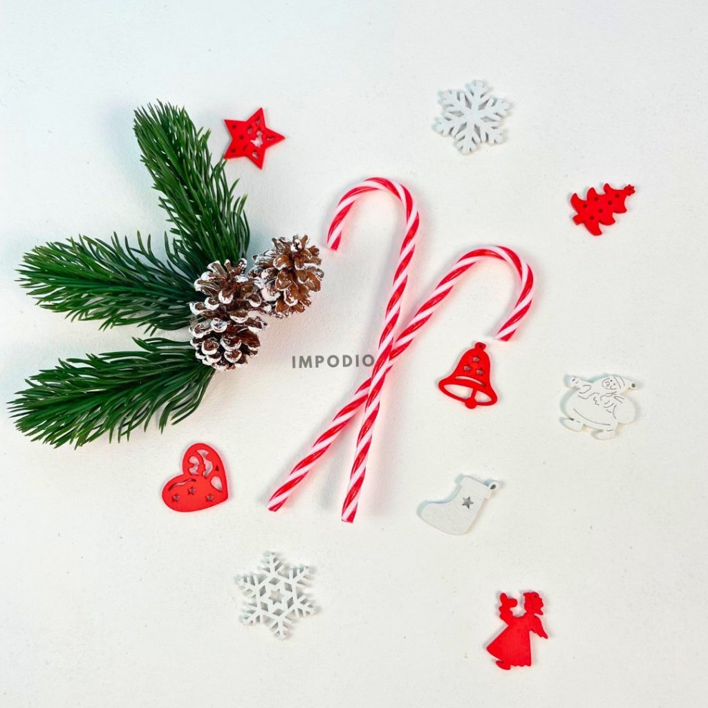 IMPODIO Permen Tongkat Natal Candy Cane Artificial Christmas Decoration  - Props Hiasan Foto Natal