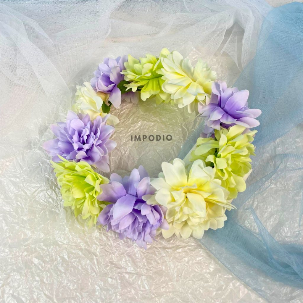IMPODIO Round Flower Artificial - Rangkaian Bunga Palsu Props Foto Produk