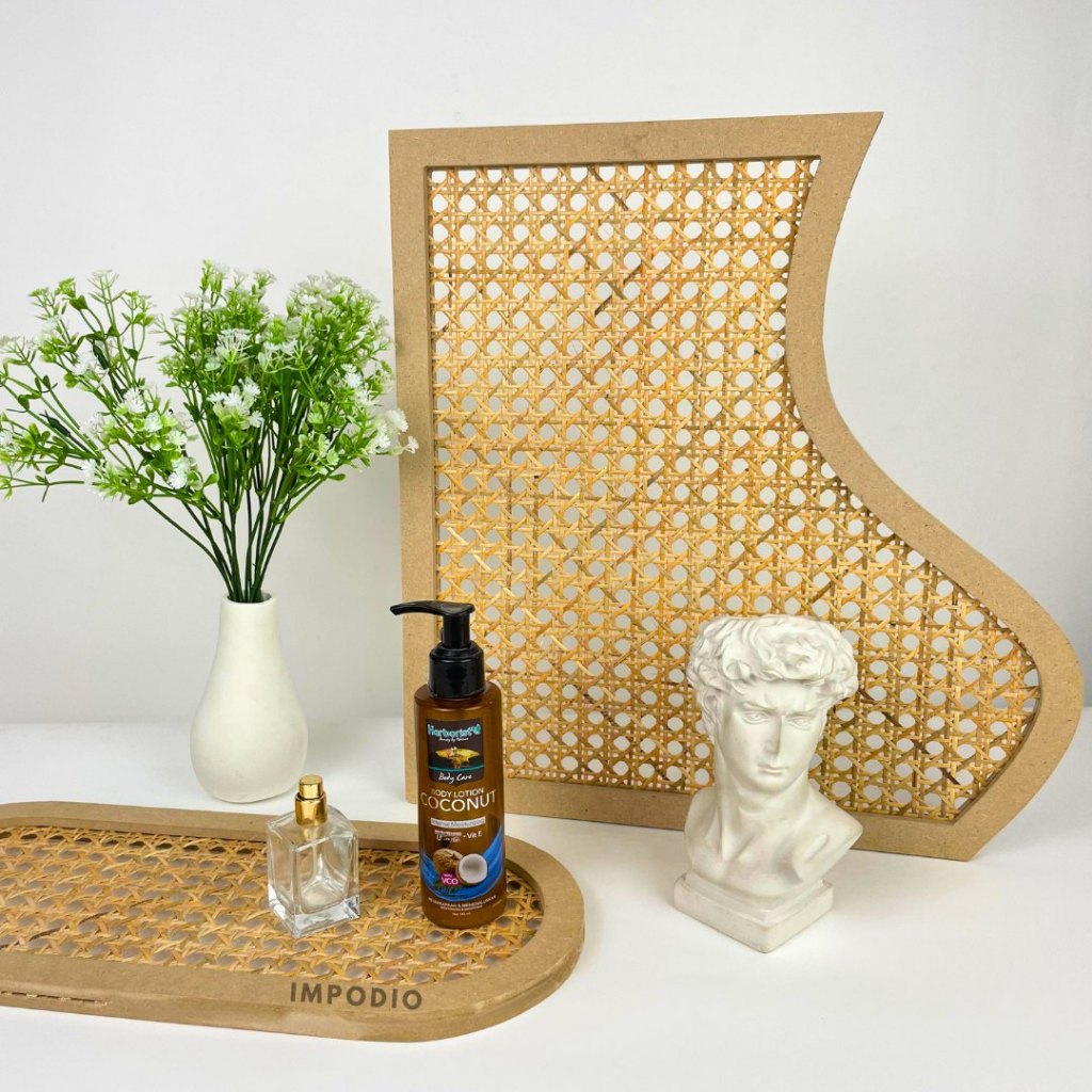 IMPODIO Window Panel Anyaman Rotan - Tray Rotan Dekorasi Props Foto Produk