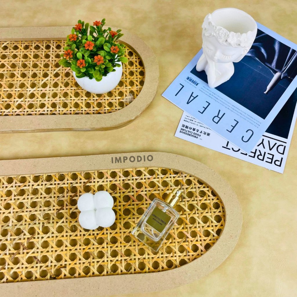 IMPODIO Window Panel Anyaman Rotan - Tray Rotan Dekorasi Props Foto Produk