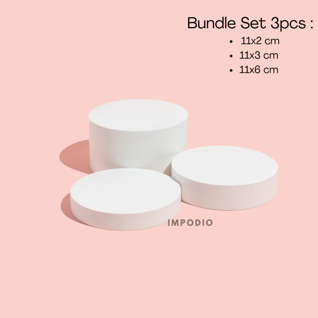 IMPODIO Set 3pcs Lingkaran Geometry Display produk - Props Properti Foto - Podium Leveling bulat round photo
