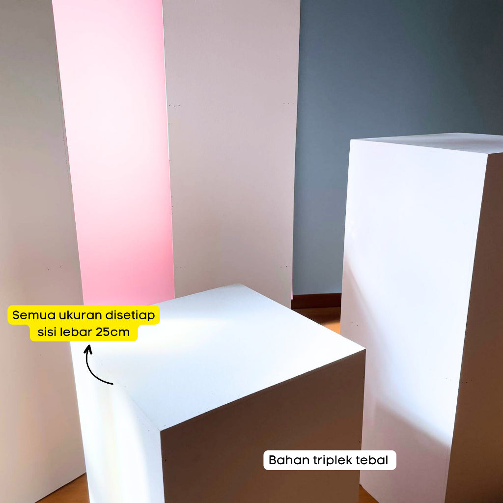 IMPODIO Kotak podium props kubus white large 25x25x100cm - kokoh dan kuat bisa tahan 100kg