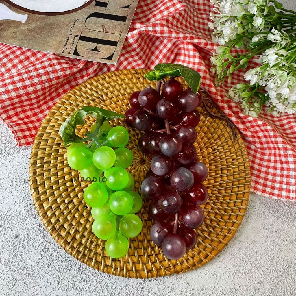 IMPODIO Buah Artificial Anggur 2 warna - Buah Palsu Dekorasi Foto - close up
