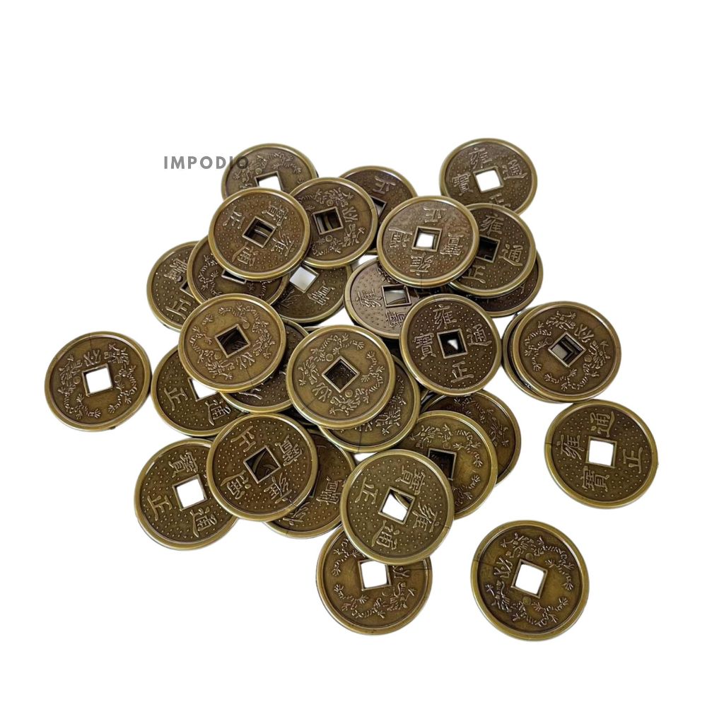 IMPODIO Hiasan Imlek Uang Kuno China Emas - Uang Koin Yuanbao Dekorasi Foto