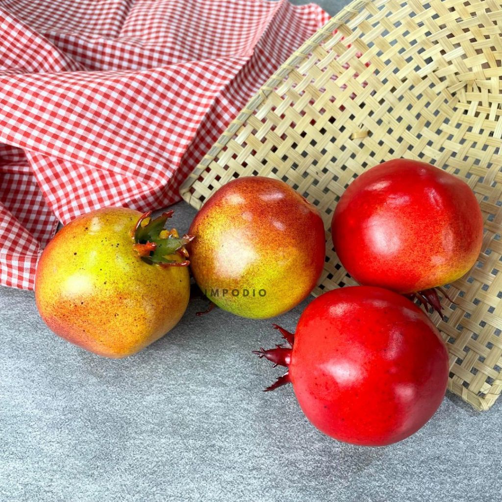 IMPODIO Delima Buah Artificial Palsu Imitasi - Fake Pomegranate Props Foto Produk