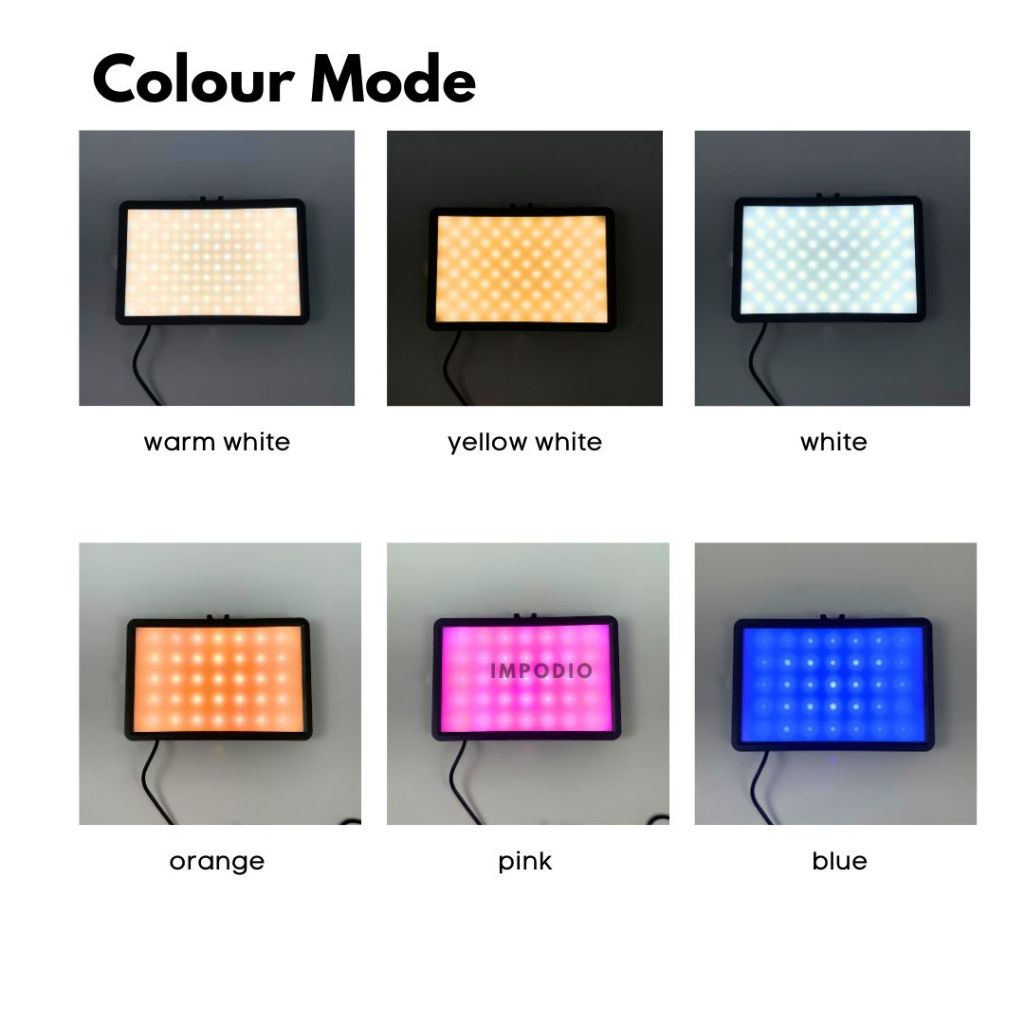 IMPODIO LED Panel Fill Light RGB 8watt 19x13cm High CRI95 - close up